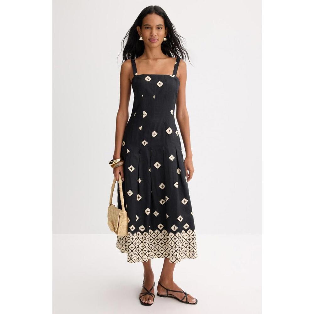 Marie Oliver Black Geometric Dixon Dress Size 0 with discoloration